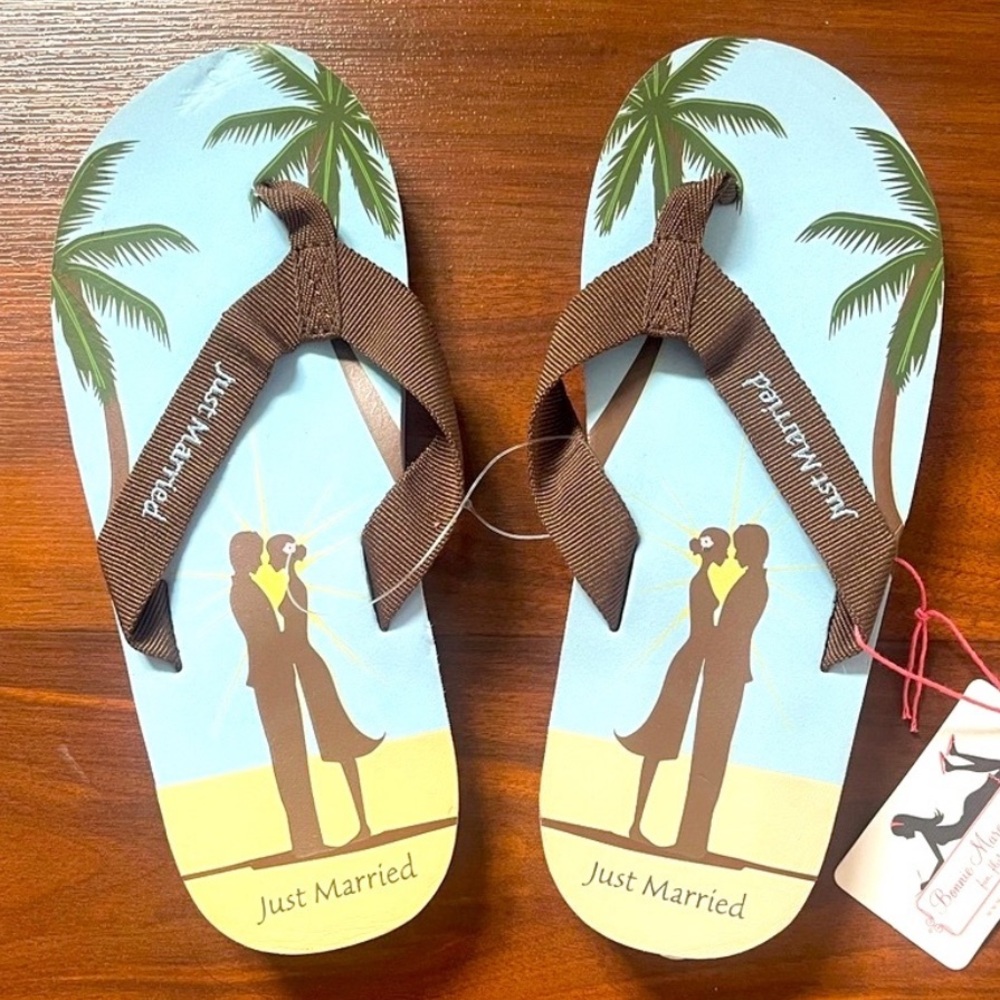 Honeymoon Just Married Flip Flops